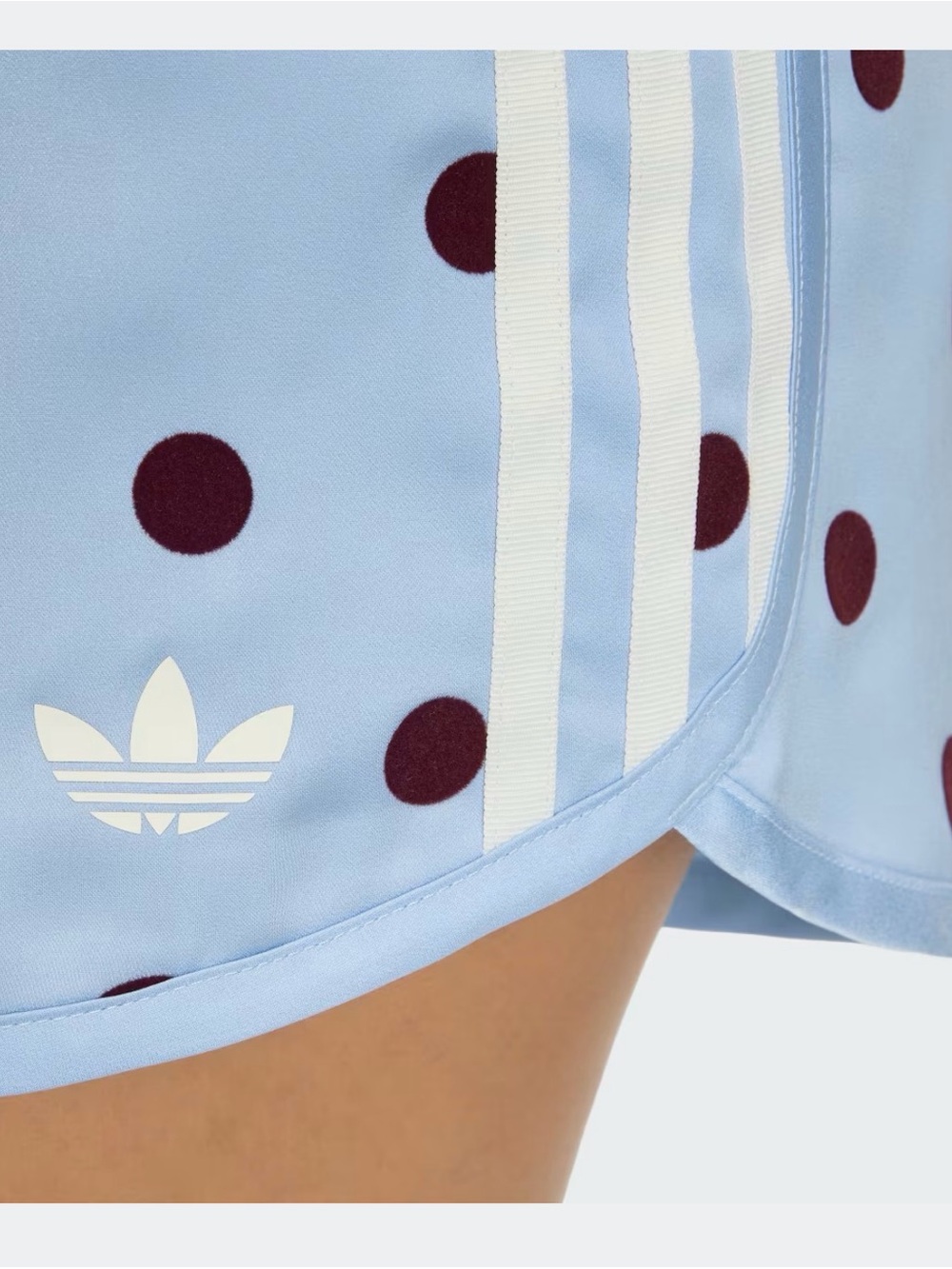 adidas Light Blue Athletic Shorts with Burgundy Polka Dots - Picture 9 of 9